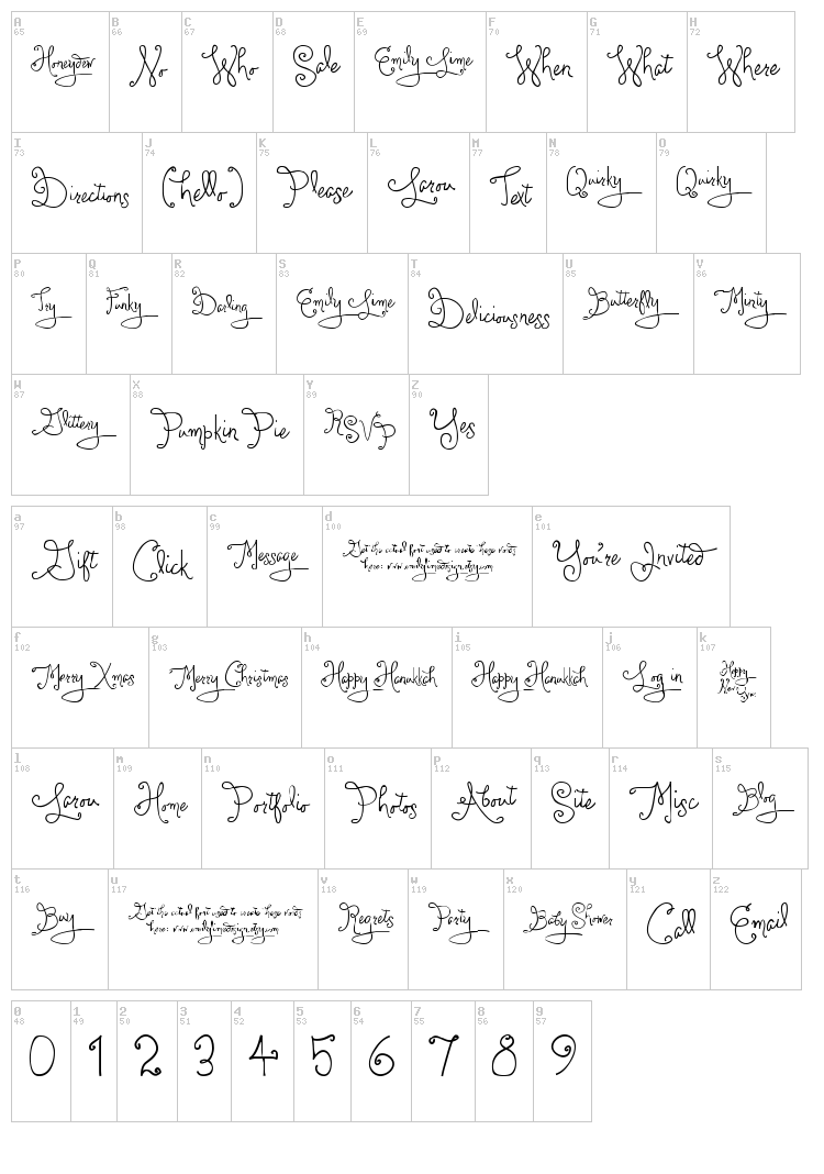 Larou Words font map
